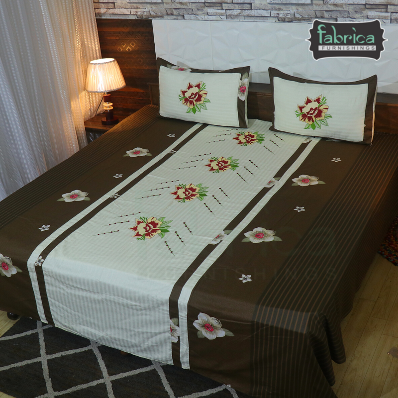 Fabby Decor Designer Embroidered king Size Bed Sheets