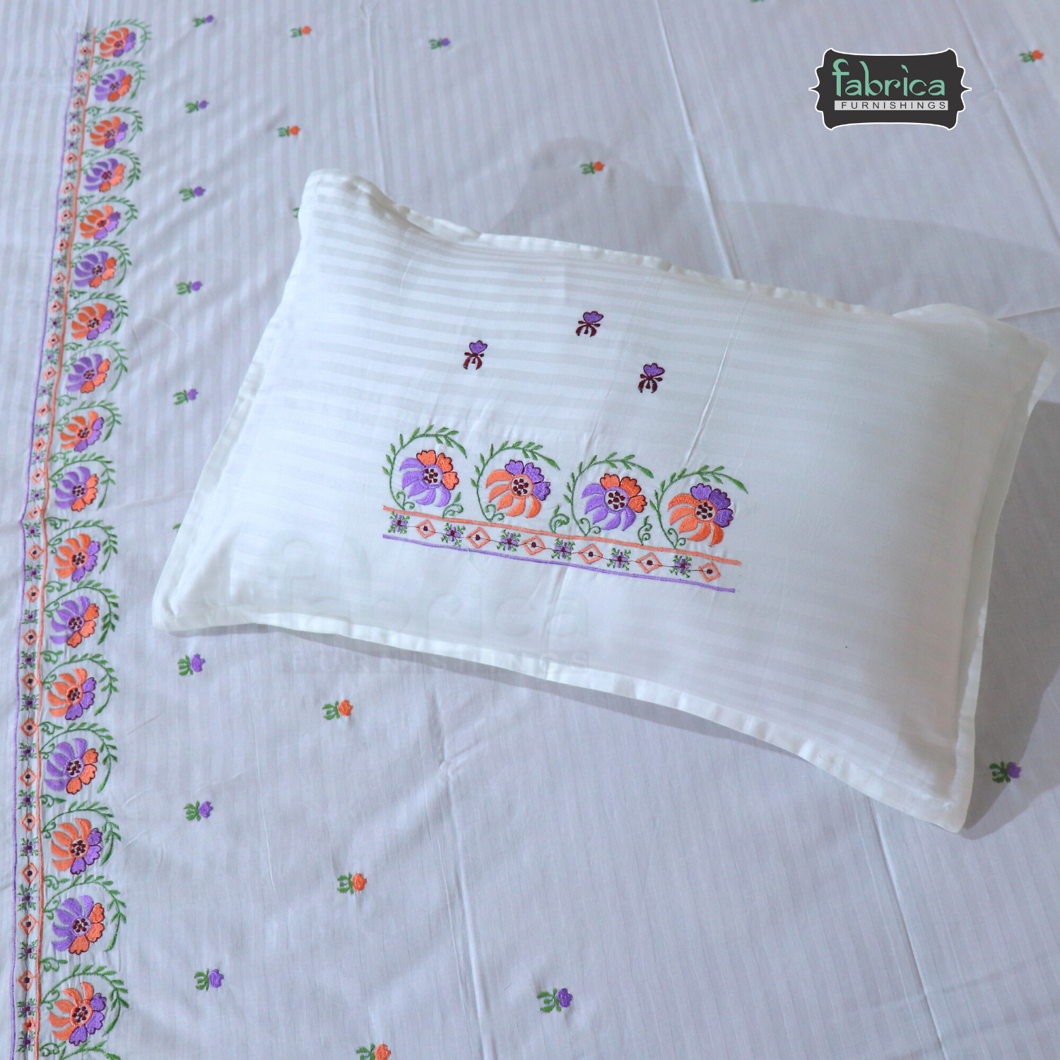 Fabby Decor Classic Embroider Cotton Designer King Bed Sheets