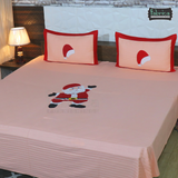 Fabby Santa Patchwork/Embroider Double Bed King Size Bed Sheets