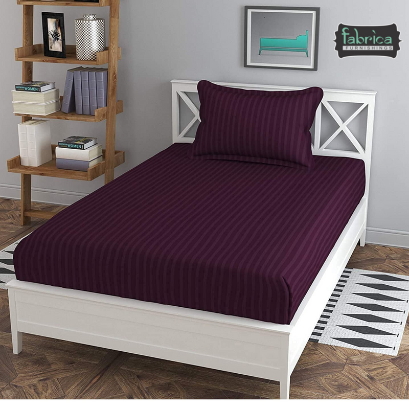 Fabby Home Pure Cotton Self Striped Single Bed Sheets