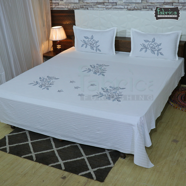 Fabby Decor Classic Embroider Cotton Designer King Bed Sheets