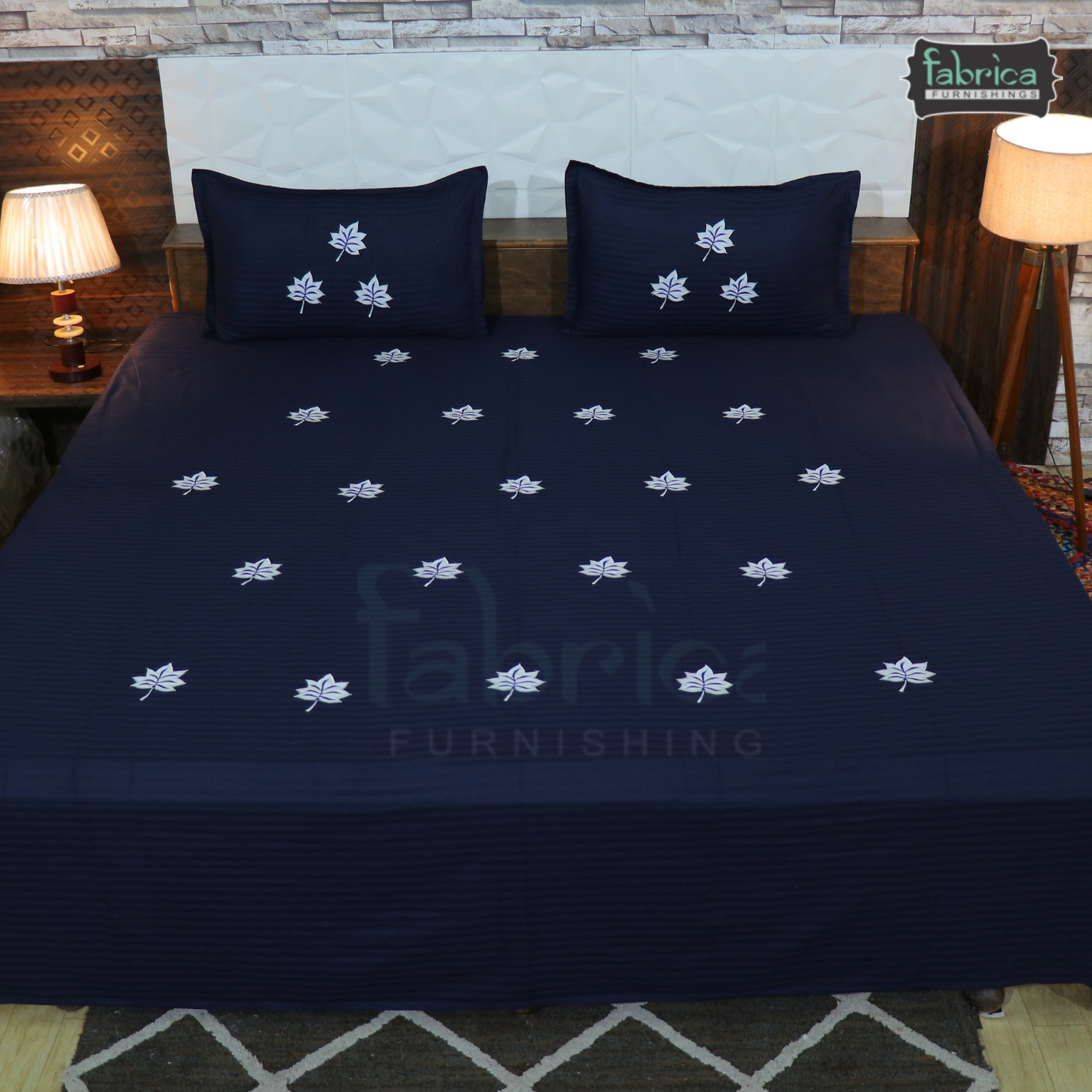 Fabby Decor Classic Embroider/Patchwork Cotton Designer King size Bed Sheets