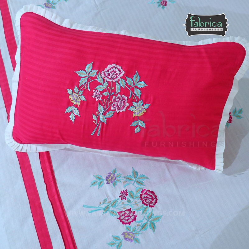 Fabby Home Designer Embroidery King Size Bed Sheets