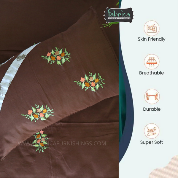 Fabby Decor Cotton Designer Embroidery king Size Bedsheet