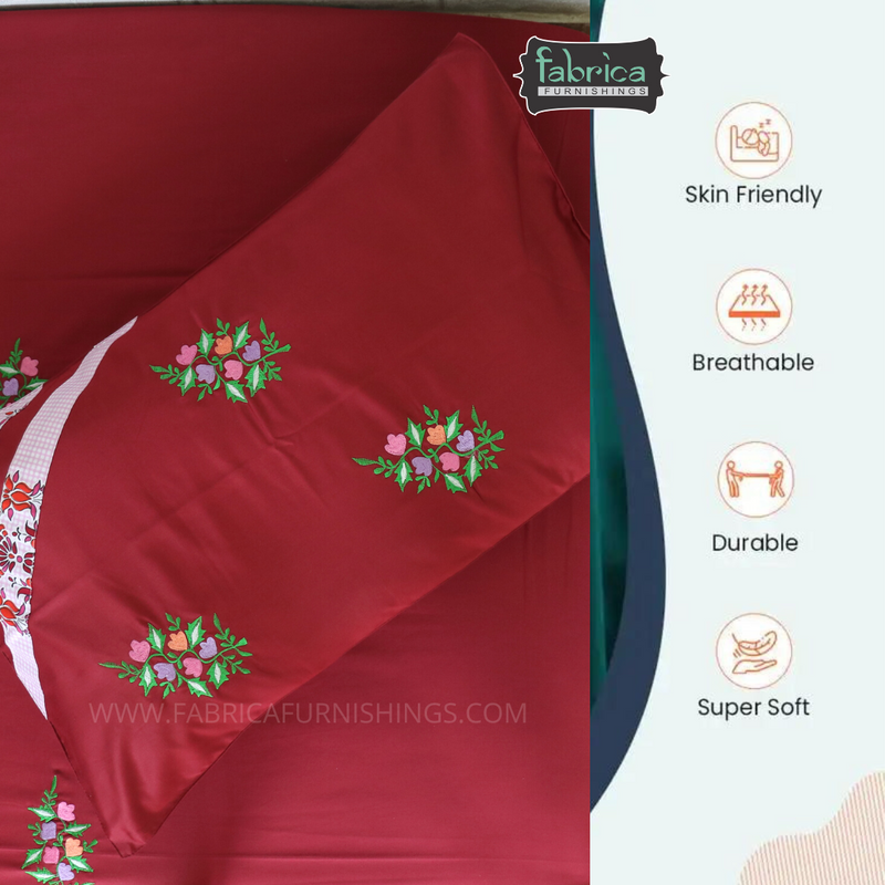 Fabby Decor Designer Embroidered king Size Bed Sheets