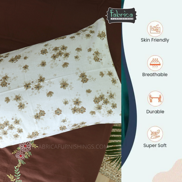 Fabby Home Cotton Designer Patchwork Embroidery King Size Bedsheet