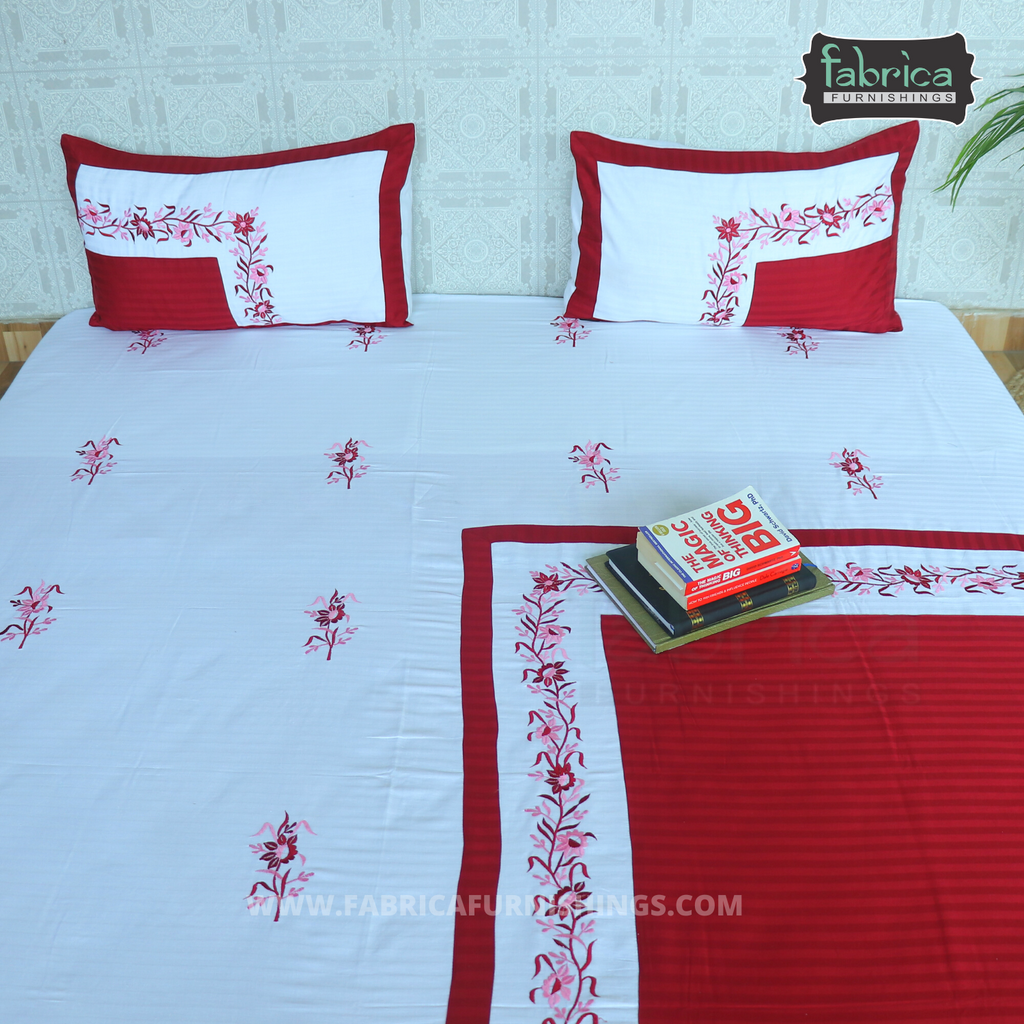Fabby Royal Designer Embroidered king Size Bed Sheets