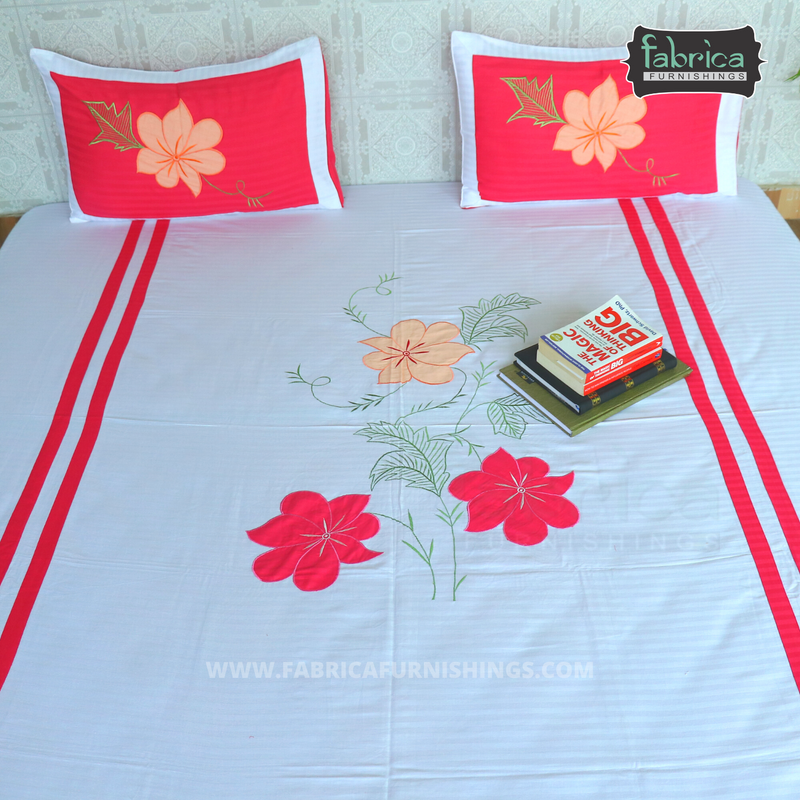 FABBY HOME DESIGNER COTTON KINGSIZE EMBROIDERY/PATCHWORK BEDSHEET
