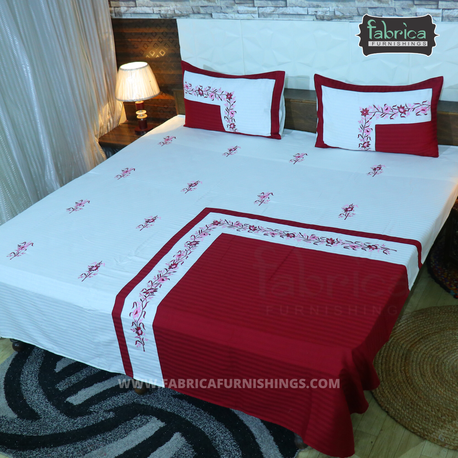 Fabby Royal Designer Embroidered king Size Bed Sheets