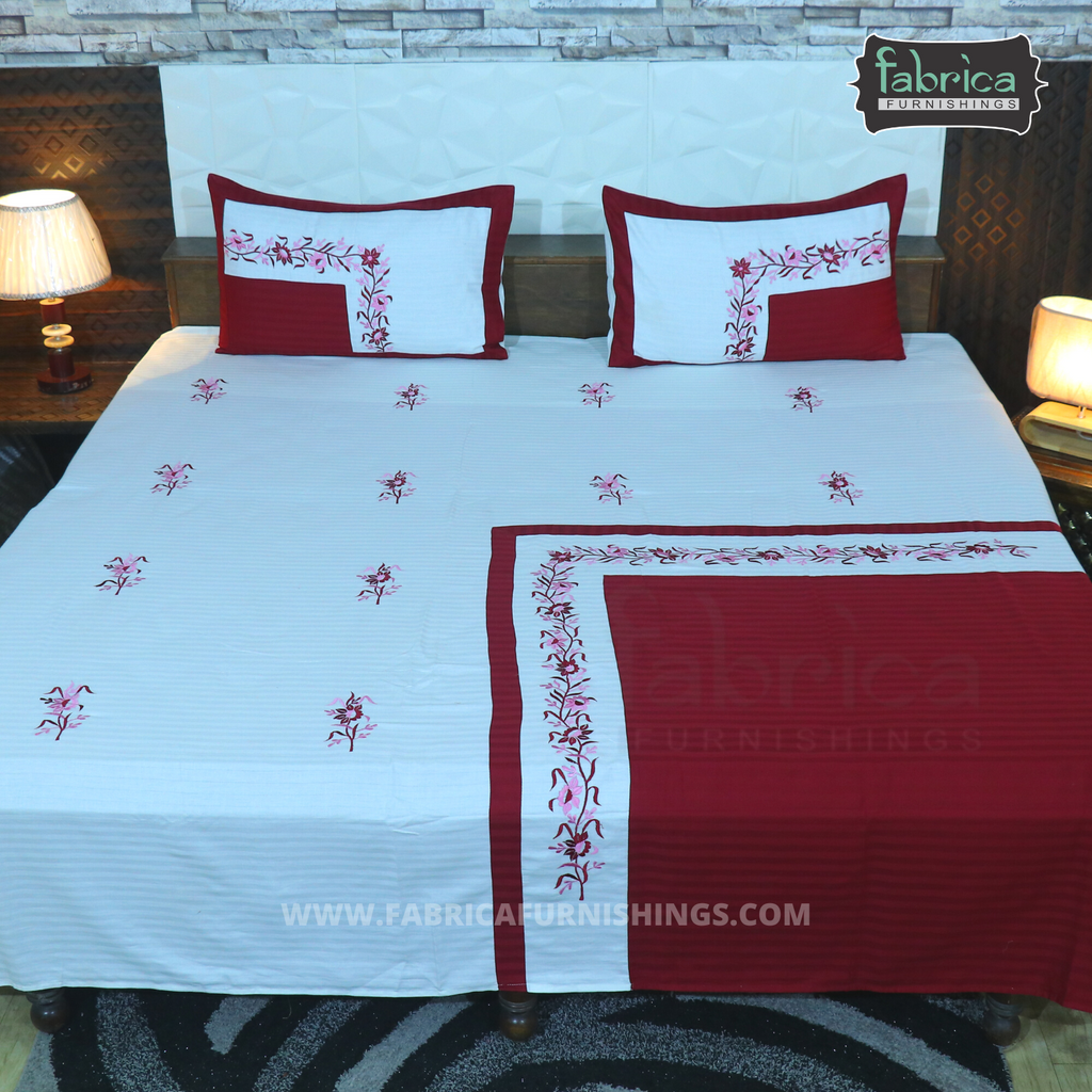 Fabby Royal Designer Embroidered king Size Bed Sheets