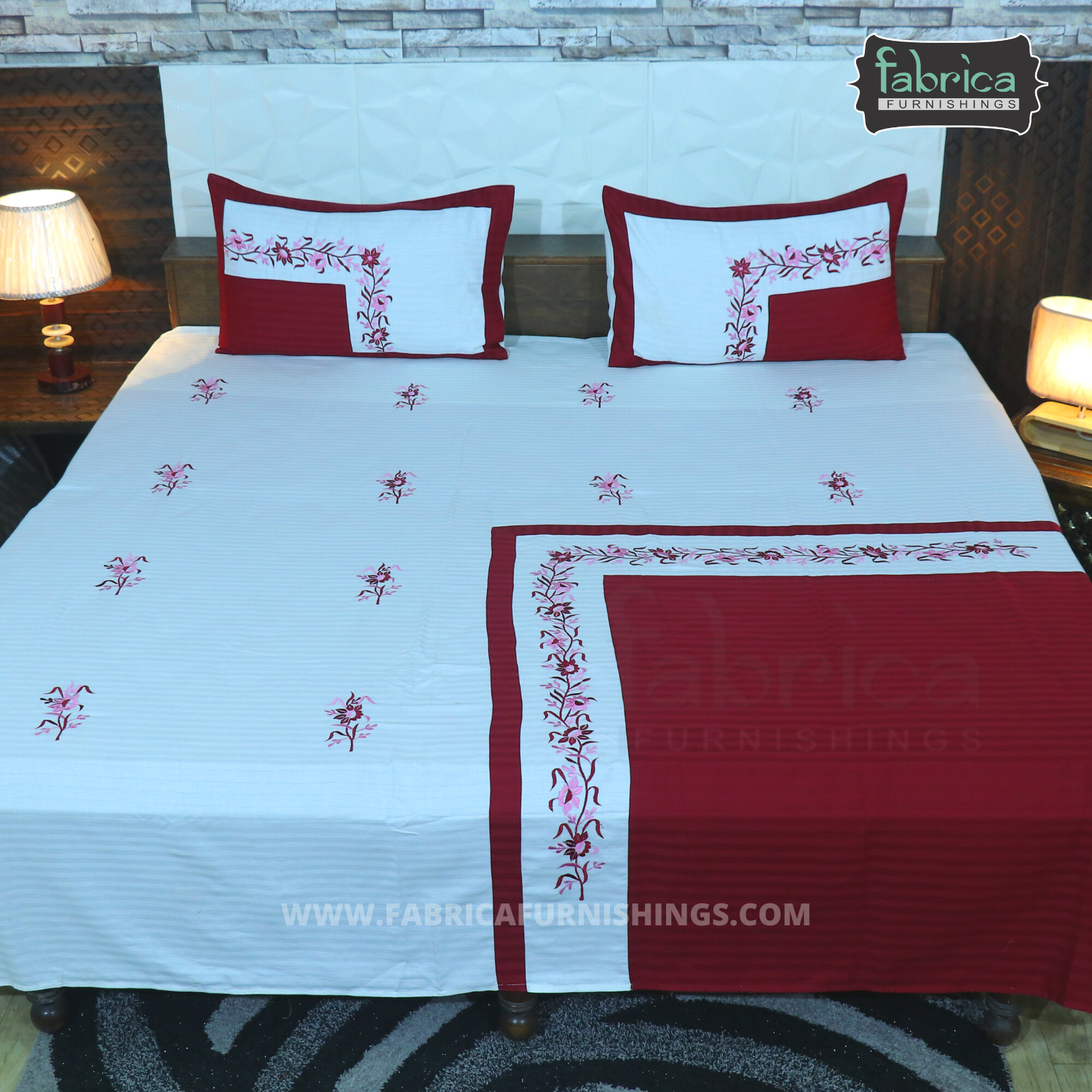 Fabby Royal Designer Embroidered king Size Bed Sheets