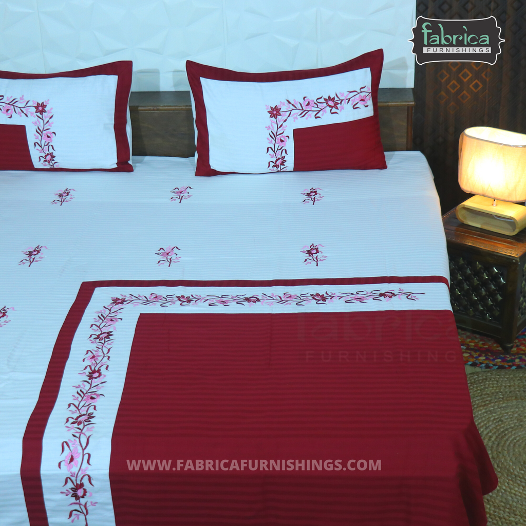 Fabby Royal Designer Embroidered king Size Bed Sheets