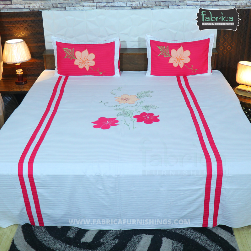 FABBY HOME DESIGNER COTTON KINGSIZE EMBROIDERY/PATCHWORK BEDSHEET