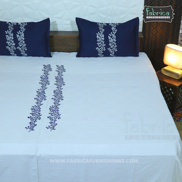 Fabby Decor Cotton Designer Embroidery king Size Bedsheets