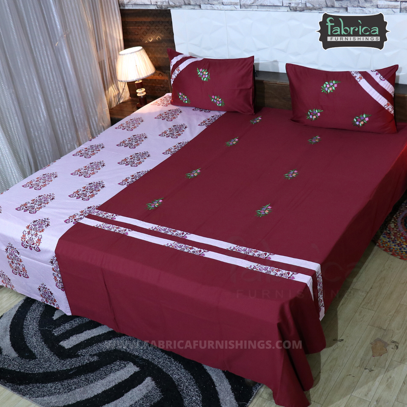 Fabby Decor Designer Embroidered king Size Bed Sheets