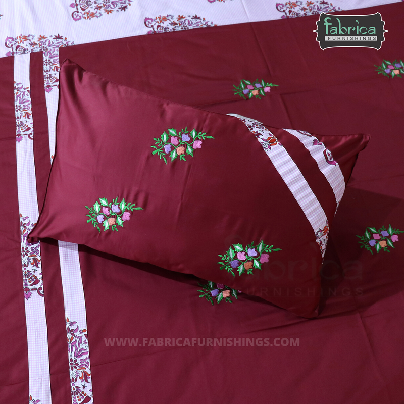 Fabby Decor Designer Embroidered king Size Bed Sheets