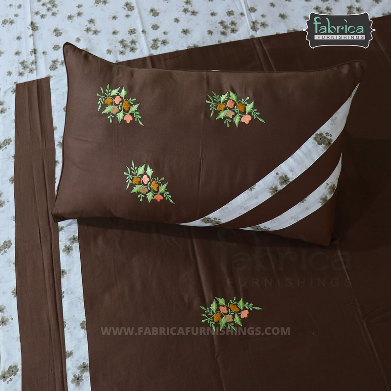 Fabby Decor Cotton Designer Embroidery king Size Bedsheet