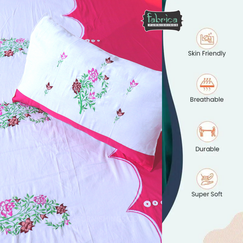 Fabby Decor Designer Embroidered king Size Bed Sheets