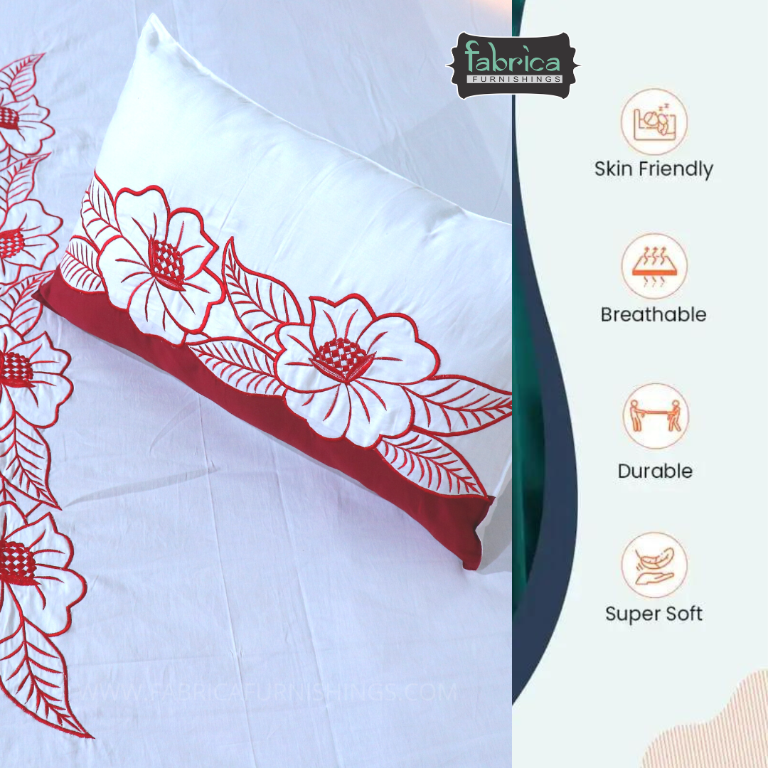 Fabby Decor Designer Embroidered king Size Bed Sheets