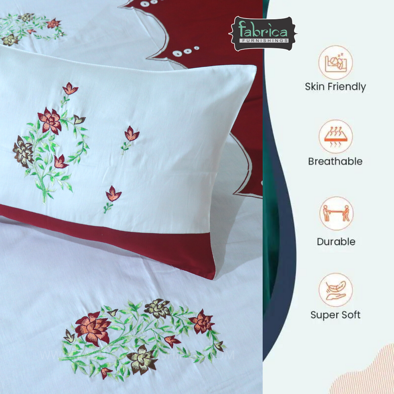 Fabby Decor Designer Embroidered king Size Bed Sheets