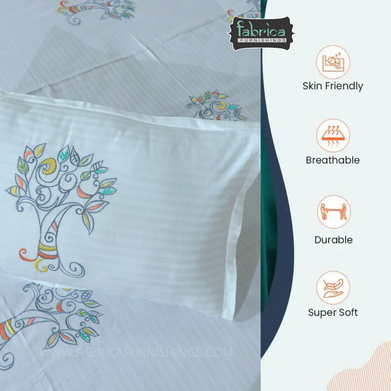 Fabby Home Designer kingsize Embroidered Bedsheet