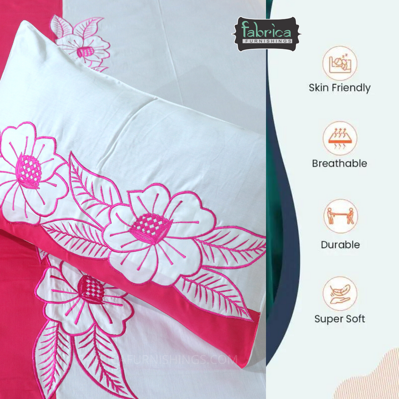 Fabby Decor Designer Embroidered king Size Bed Sheets
