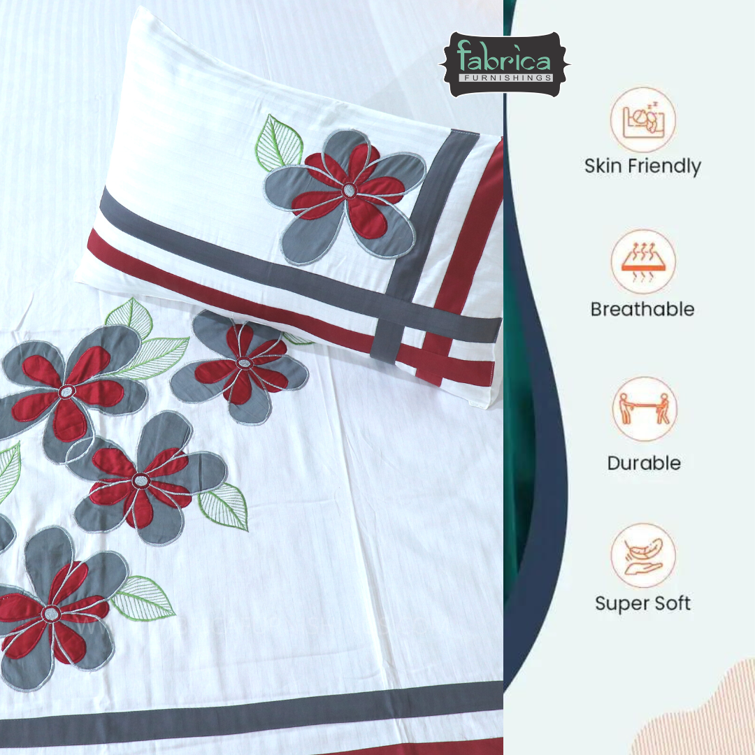 Fabby Decor Classic Embroidery/Patchwork Cotton Designer King Bed Sheets