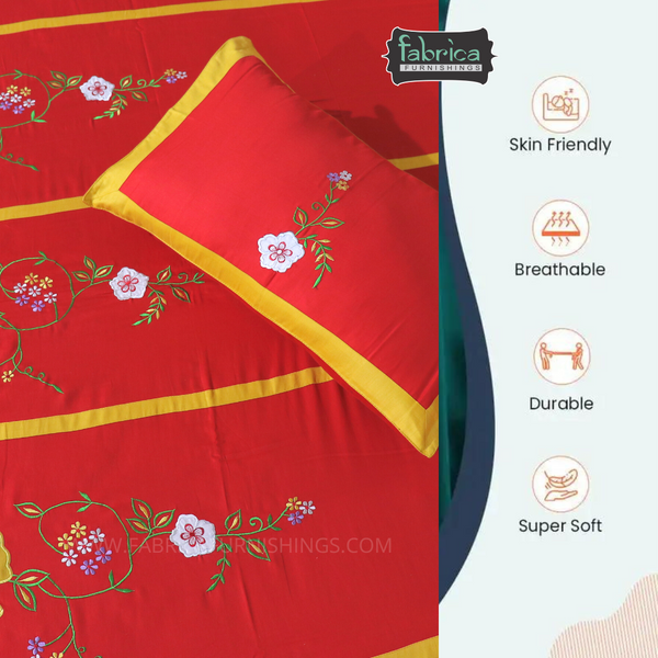 Fabby Decor Classic Embroider Cotton Designer King Bed Sheets