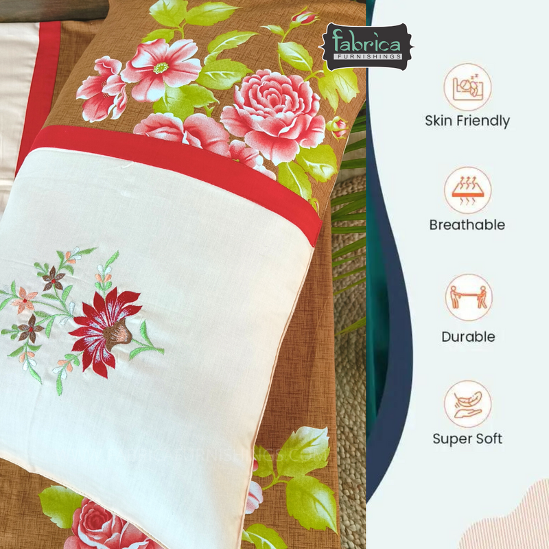 Fabby Royal Designer Embroidery Cotton king Size BedCover Set