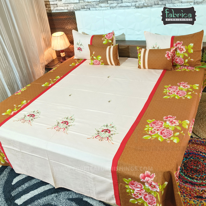 Fabby Royal Designer Embroidery Cotton king Size BedCover Set