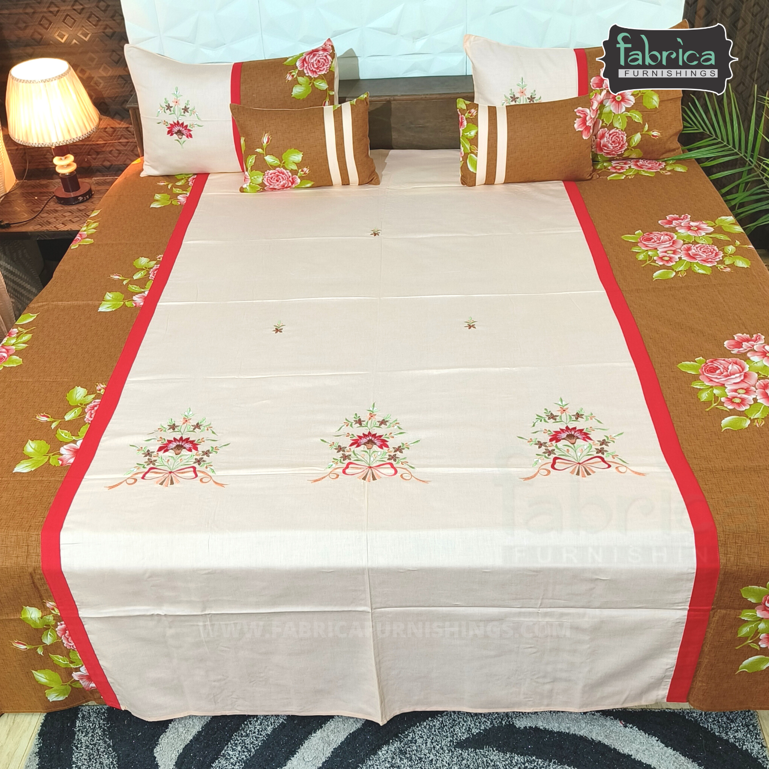 Fabby Royal Designer Embroidery Cotton king Size BedCover Set