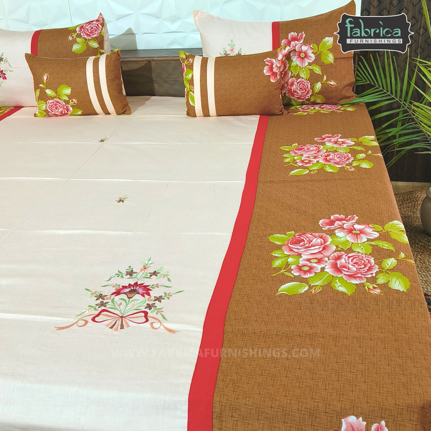 Fabby Royal Designer Embroidery Cotton king Size BedCover Set