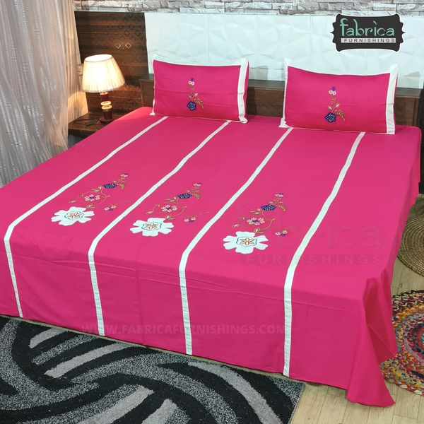 Fabby Decor Classic Embroider Cotton Designer King Bed Sheets
