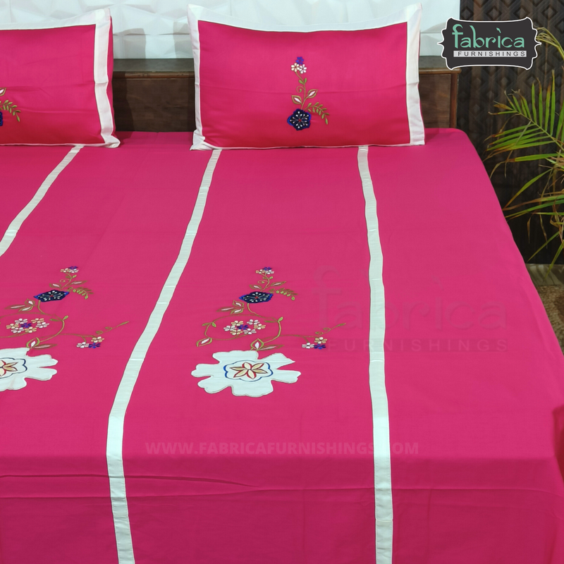 Fabby Decor Classic Embroider Cotton Designer King Bed Sheets