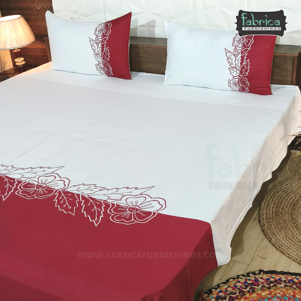 Fabby Decor Designer Embroidered king Size Bed Sheets