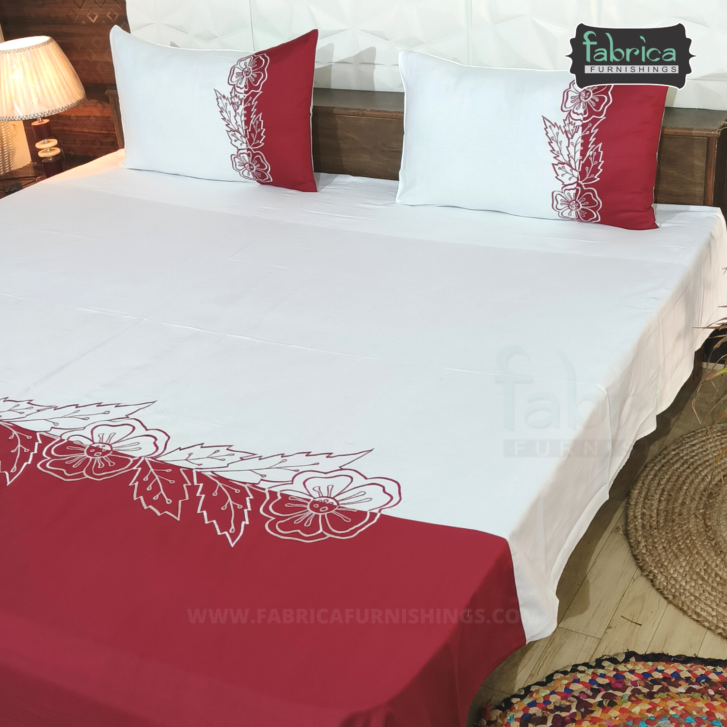 Fabby Decor Designer Embroidered king Size Bed Sheets