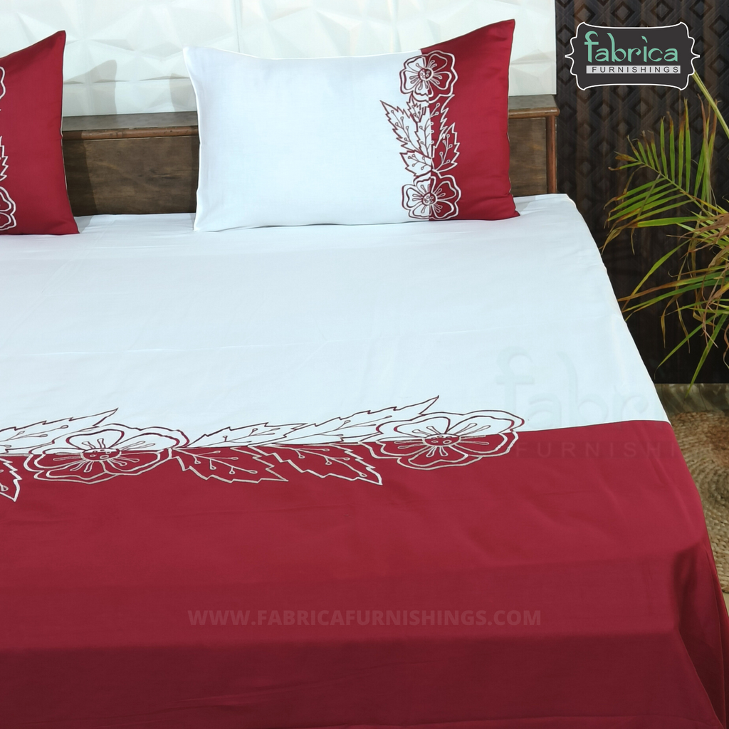 Fabby Decor Designer Embroidered king Size Bed Sheets