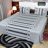 Fabby Decor Designer Embroidery Cotton Kingsize Double Bedsheet