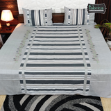 Fabby Decor Designer Embroidery Cotton Kingsize Double Bedsheet