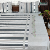 Fabby Decor Designer Embroidery Cotton Kingsize Double Bedsheet