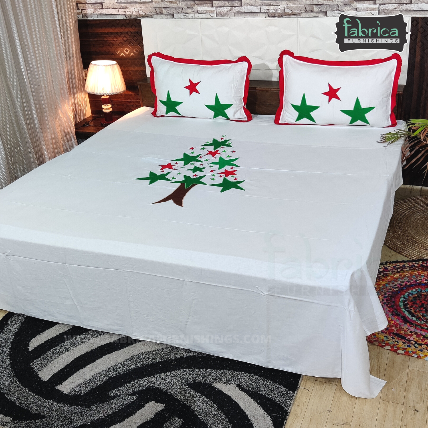 Decor Designer Mix & Match Embroidery King size Double  Bedsheet