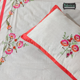 Fabby Decor Designer Embroidered Kingsize Pue cotton Double Bedsheet