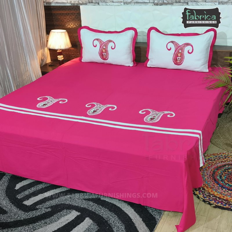 Decor Designer Mix & Match Embroidery Kingsize Double Bedsheet