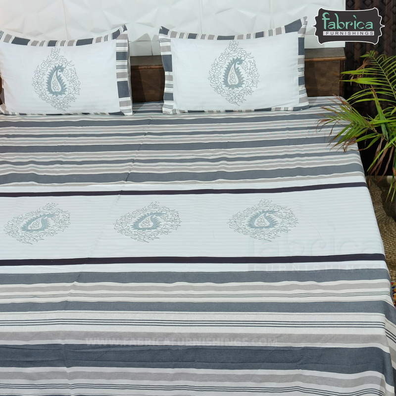 Decor Designer Mix & Match Embroidery Kingsize Double  Bedsheet