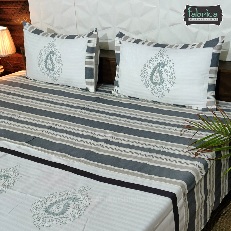 Decor Designer Mix & Match Embroidery Kingsize Double  Bedsheet