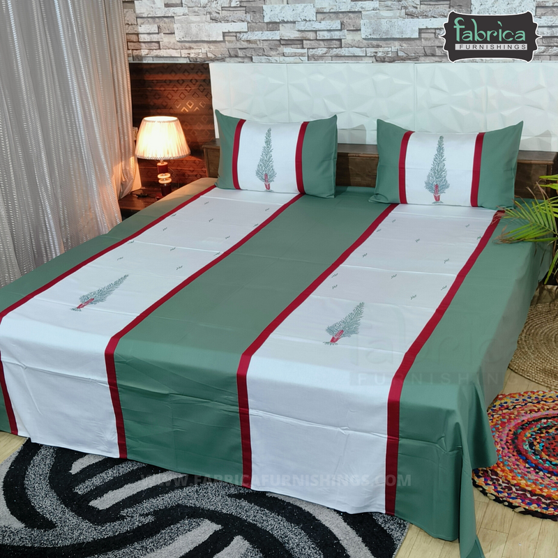 Decor Designer Mix & Match Embroidery Kingsize Double Bedsheet