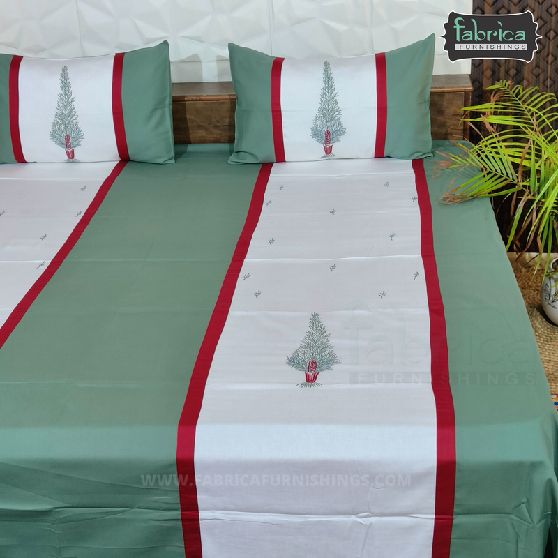 Decor Designer Mix & Match Embroidery Kingsize Double Bedsheet