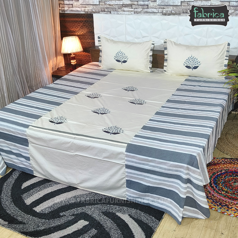 Decor Designer Mix & Match Embroidery cotton King Size Bedsheet