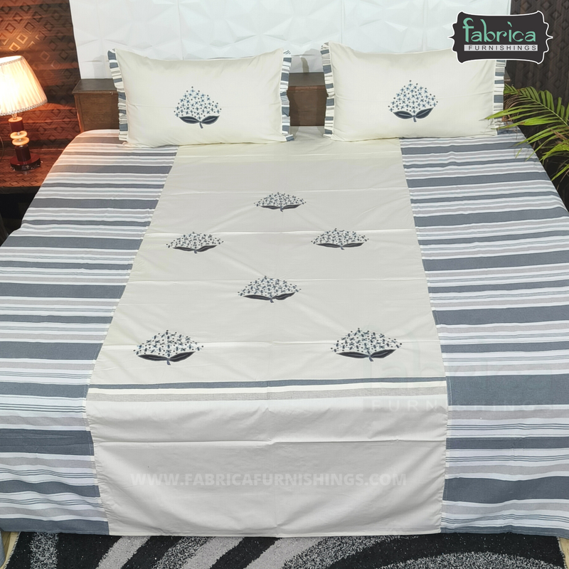 Decor Designer Mix & Match Embroidery cotton King Size Bedsheet