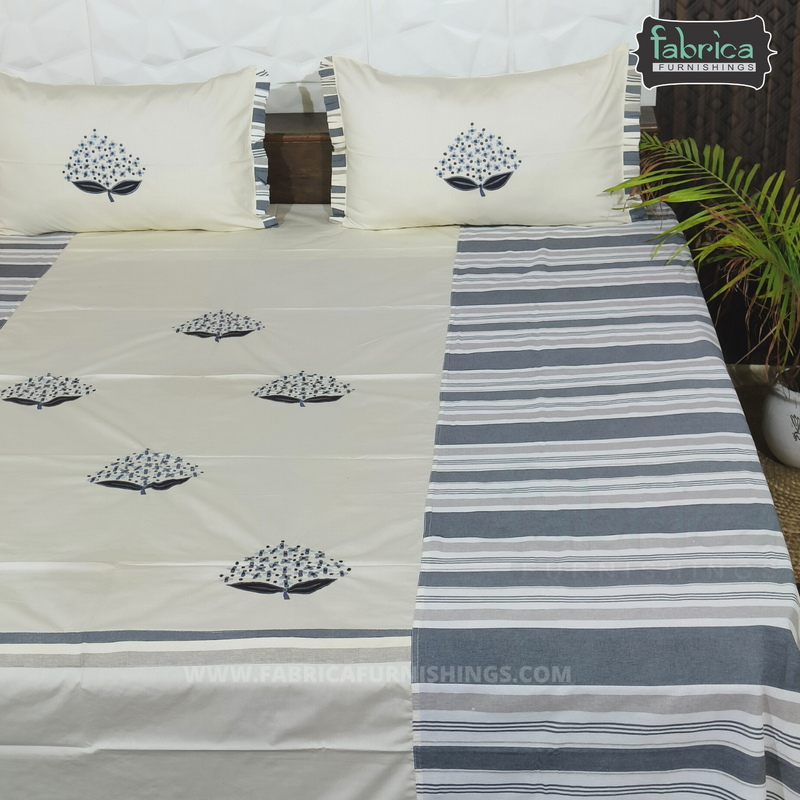 Decor Designer Mix & Match Embroidery cotton King Size Bedsheet